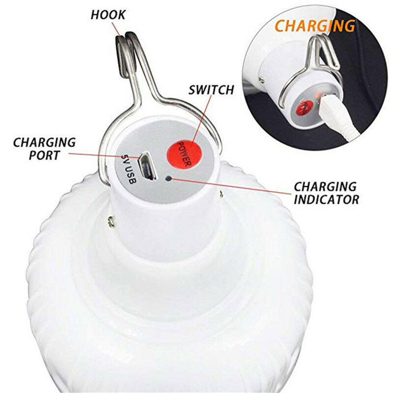 أضواء الطوارئ المحمولة هوك في الهواء الطلق USB قابلة للشحن مصباح LED المحمول لمبات الصيد التخييم فناء الشرفة حديقة الإضاءة 200 واط
