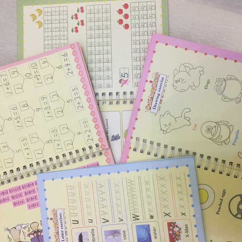 مجموعة ممارسة الكتابة اليدوية مخدد للأطفال ، كتاب التأليف التعليمي المبكر ، 4 ممارسة الكتابة اليدوية