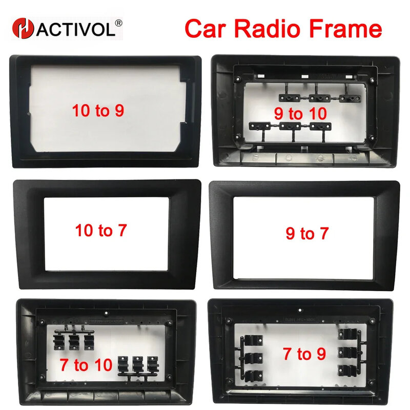 إطار لفافة راديو السيارة ، إطار التبديل ، مناسب لجميع طرازات المركبات ، 1 Din ، 9 إلى 10 ، 9 ، 10 إلى 7 بوصة