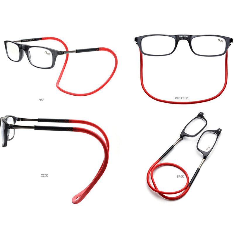 نظارات القراءة المحمولة طويل النظر ، قابلة للطي ، الرقبة معلقة ، عالية الوضوح ، الراتنج ، المغناطيس السحري ، والأزياء