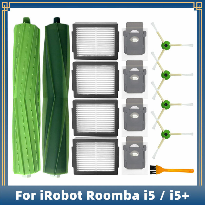 Irobot roomba i5 / i5 + plus/i5152 قطع غيار روبوت تفريغ ، ملحقات ، فرشاة جانبية رئيسية ، فلتر hepa ، كيس غبار
