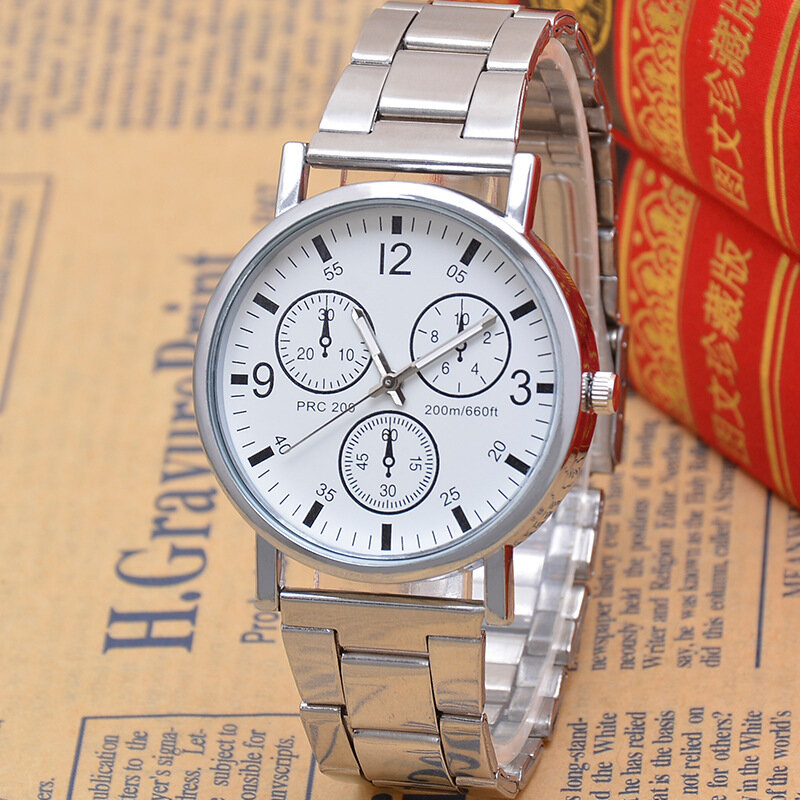 بسيطة للرجال العصرية الفولاذ المقاوم للصدأ حزام كوارتز ساعة معصم هدية