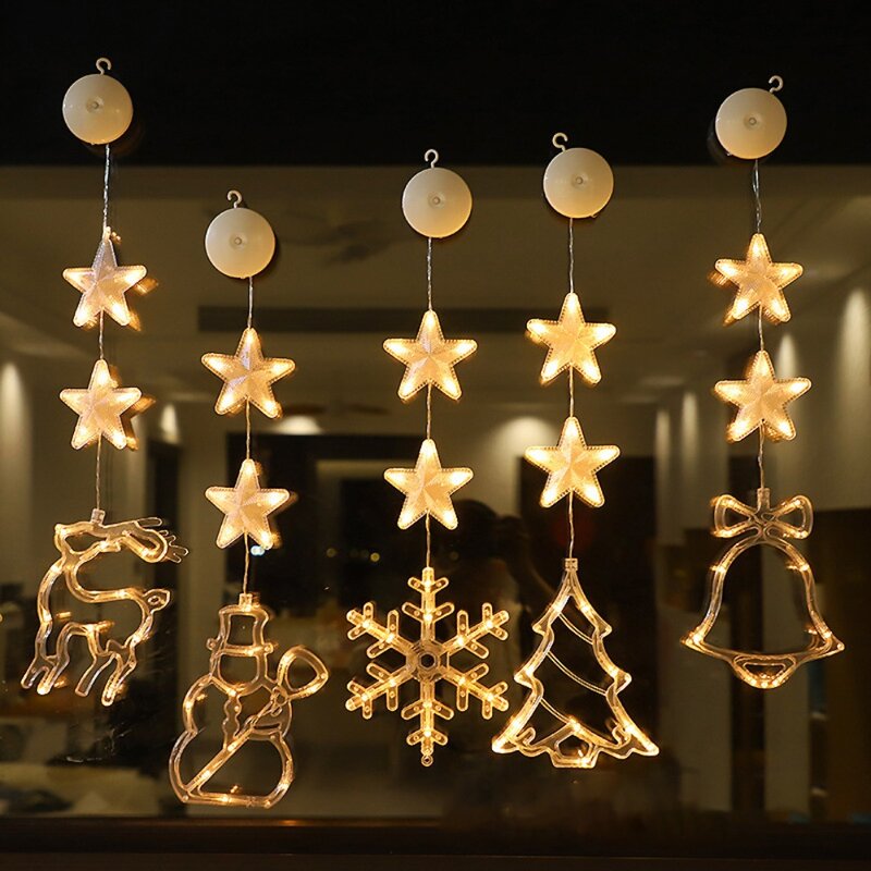 أضواء سلسلة جنية LED لتزيين شجرة عيد الميلاد ، ضوء مصاصة ، مصباح معلق نجمة ، هدايا السنة الجديدة ، زينة عيد الميلاد