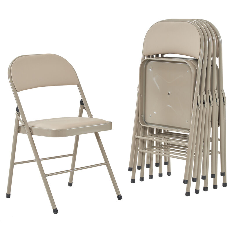 طوي الحديد والكراسي البلاستيكية للمعرض ، بني فاتح ، 6 قطعة ، 4 قطعة ، [فلاش بيع] [US-Stock]