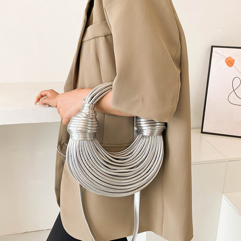 MOODS-محافظ سهرة فاخرة للنساء ، تصميم عقدة المعكرونة الذهبية ، حقيبة مخلب حفلة العشاء ، المحافظ مصمم ، حقائب اليد ، 2023