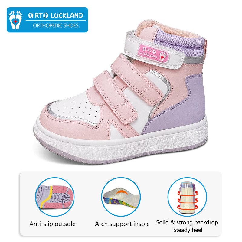 Ortoluckland الاطفال الفتيات أحذية رياضية تنس حذاء كاجوال للأطفال طفل tiptoding فلاتفيت الوردي العظام أحذية 4 إلى 10 سنوات
