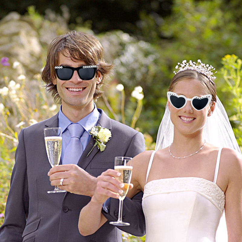 مجرد متزوج النظارات الشمسية الزفاف دش الزفاف الديكور العروس العريس فريق العروس نظارات وصيفة الشرف هدية العازبة ديكور الحفلات