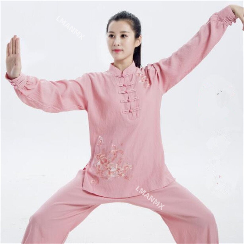 بدلات ووشو نسائية مطرزة بأكمام طويلة ، بدلة تاي تشي ، بدلات كونغ فو ، شعبية صينية تقليدية ، زي فنون قتالية ، جودة عالية