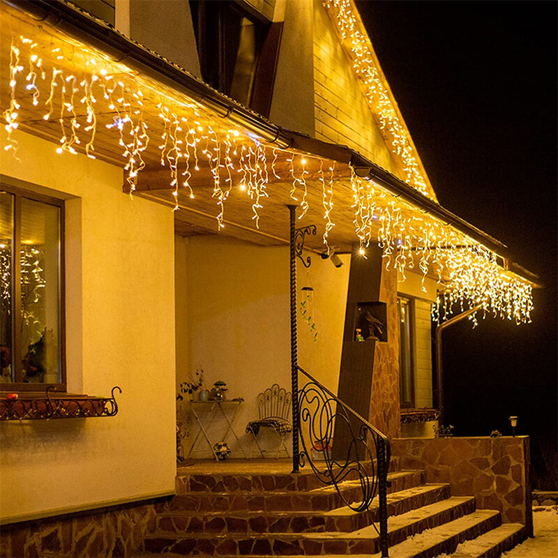 أضواء ليد لشلال المياه ، تدلى-توي ، سلسلة م ، أضواء عيد الميلاد الجنية حديقة الحزب في الهواء الطلق ، زخرفة الطنف ، 5 متر