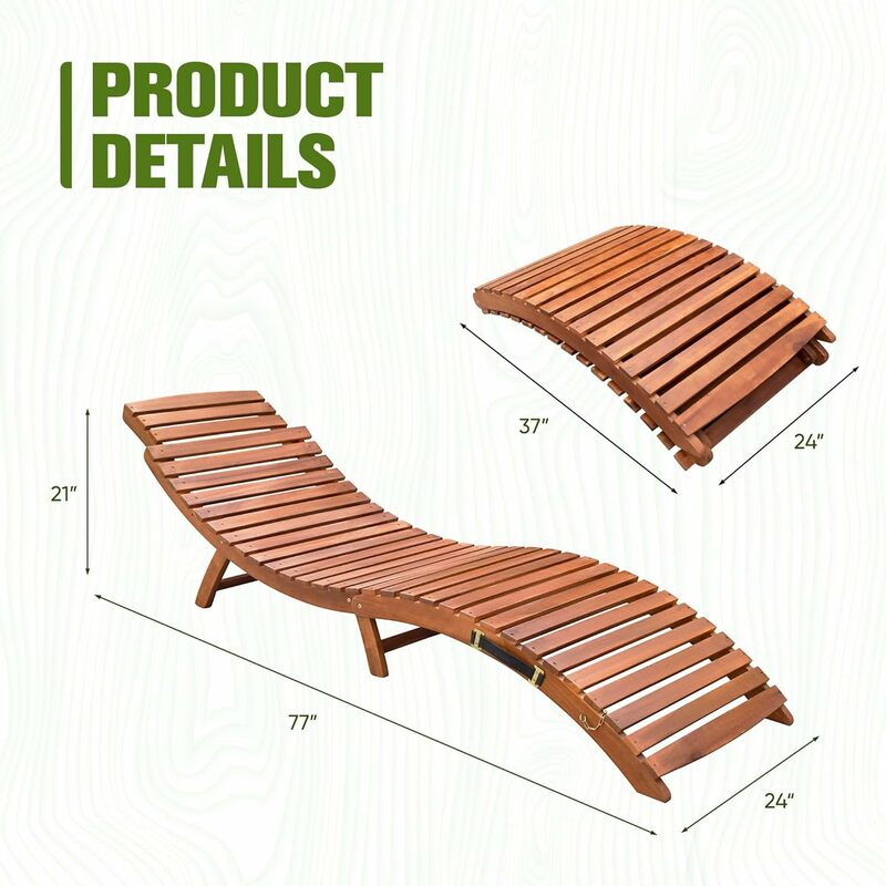 كرسي صالة خشبي قابل للطي خارجي ، كرسي فناء مقاوم للماء ، كرسي صالة حمام سباحة ، 1 أو 2 قطعة