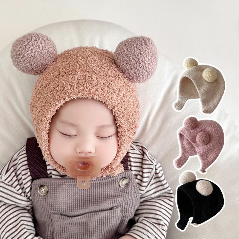 قبعات حماية الأذن للطفل ، قبعة صغيرة ناعمة ، قبعة أفخم يندبروف ، بلون ، لطيف ، الخريف والشتاء