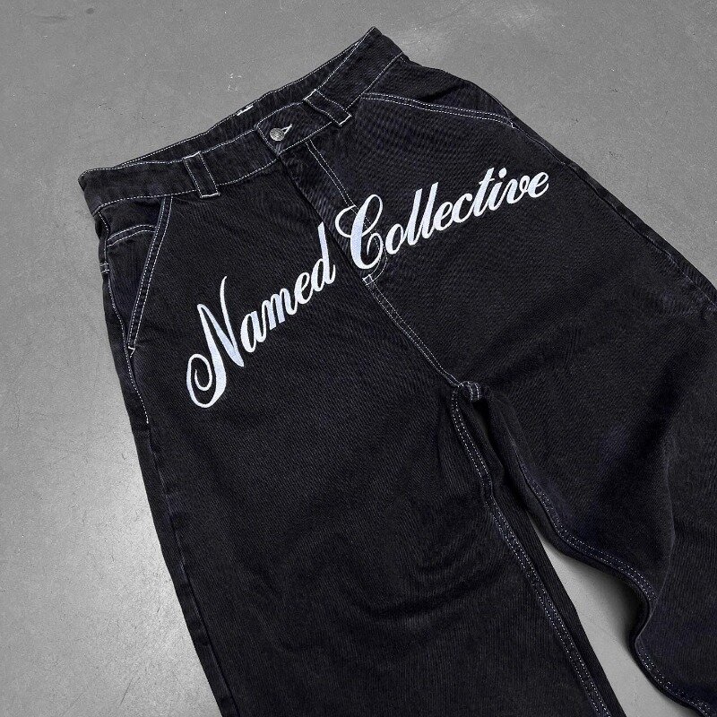 جينز بنمط هاراجوكو قوطي للرجال والنساء ، نمط فتاة ، خمر ، Y2K ، هيب هوب ، ملابس الشارع ، ساق نسائية واسعة ، أفضل اتجاه ، جمالي