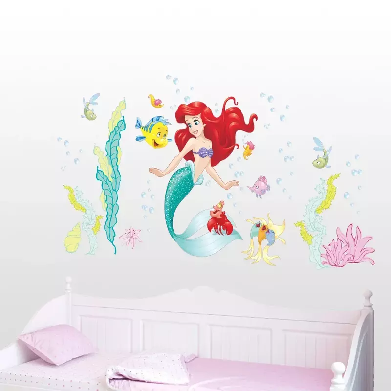 ديزني شخصيات كرتونية ارييل ملصقات جدار ديكور غرفة نوم للحمام غرفة المعيشة رياض الأطفال ملصقات للأطفال هدايا عيد