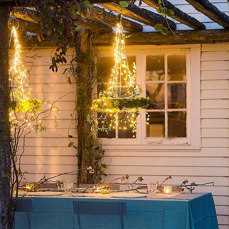 10 قطعة 1 متر 2 متر الجنية ضوء أضواء سلسلة سلوك نحاسية LED في الهواء الطلق جارلاند مصابيح الزفاف للمنزل عيد الميلاد حديقة عطلة الديكور