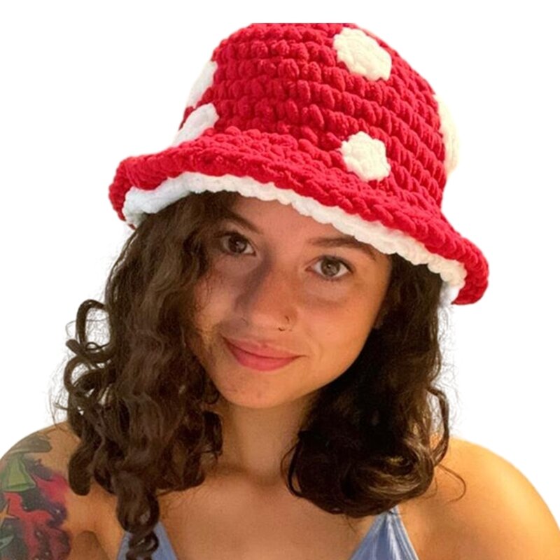 قبعة دلو منسوجة يدويًا للنساء، قبعة متماسكة قابلة للتنفس للمراهقين، غطاء محرك السيارة المضحك دروبشيب