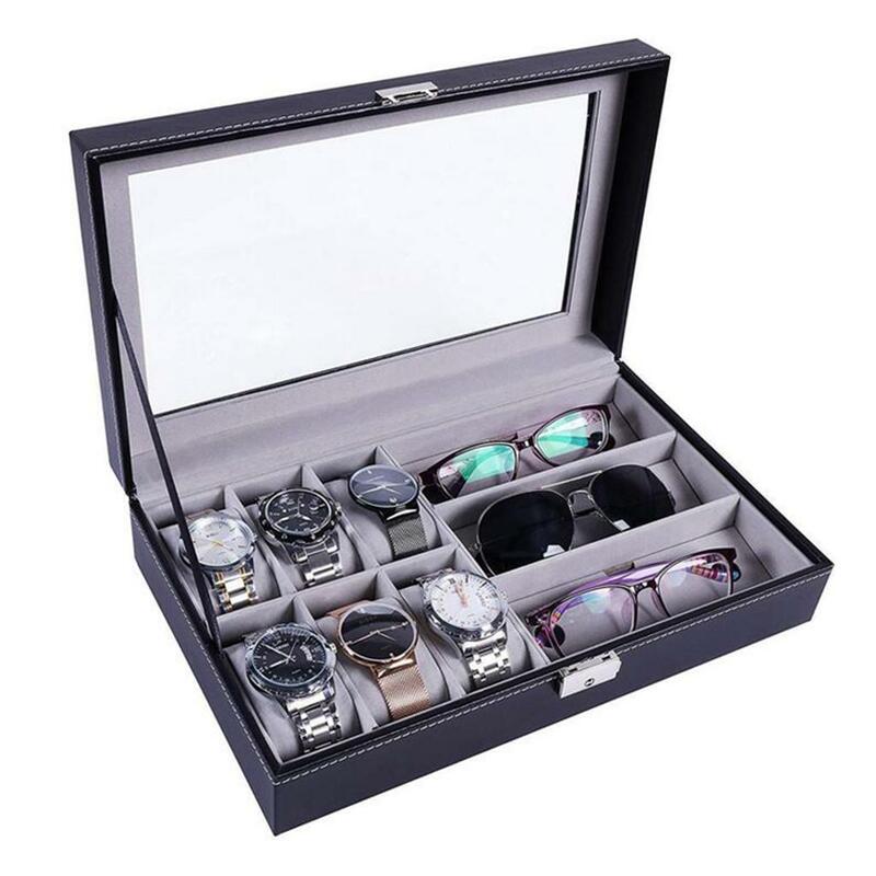 صندوق تخزين عرض المجوهرات والجلود ، منظم النظارات الشمسية ، ومشاهدة والمجوهرات