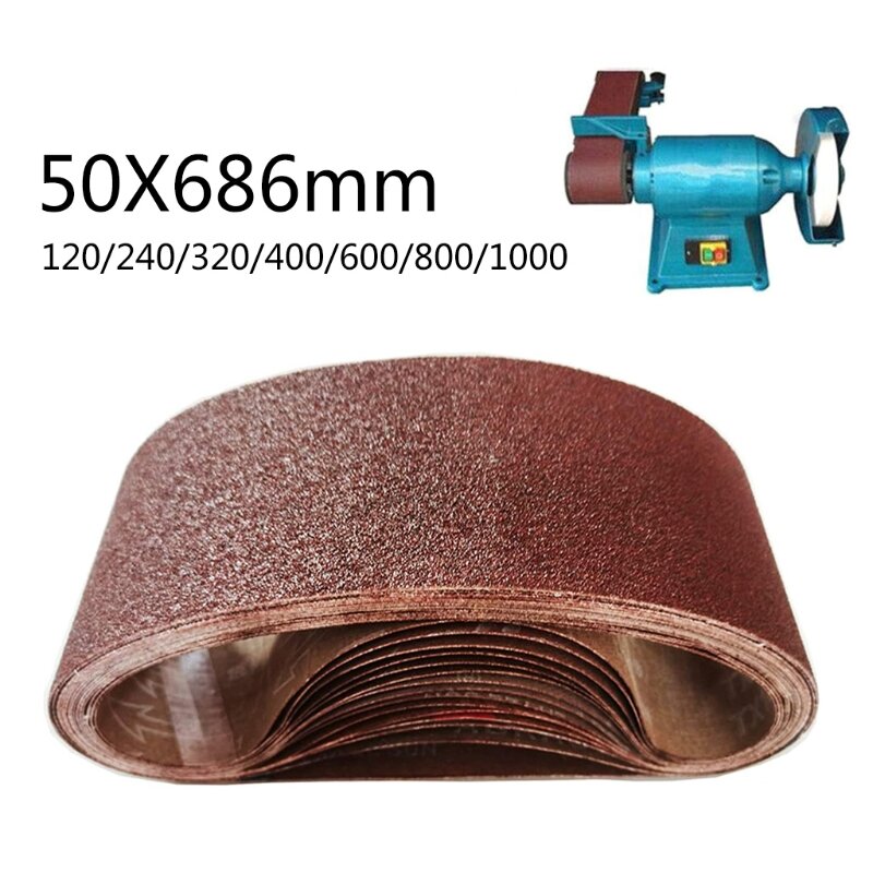 M6CF 120-1000 شريط سنفرة من الخشب الناعم المعدني باللون الأحمر والبني 7 قطع 50 × 686 مم صنفرة
