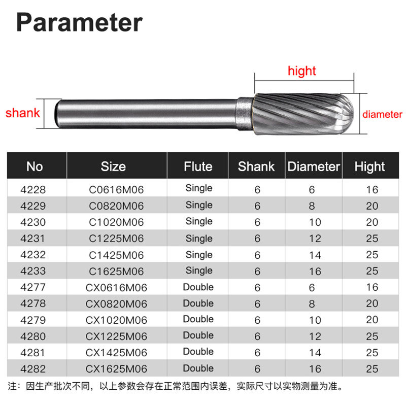 1 قطعة 6 مللي متر عرقوب 6 8 10 12 14 16 مللي متر كربيد التنغستن الروتاري الملفات C-نوع واحد مزدوج الناي قطع لدغ دوارة ل دريمل الروتاري أداة