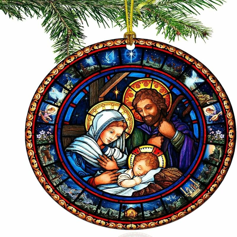 شجرة عيد الميلاد معلقة المعلقات ، مشهد ميلاد المهد المقدس ، الاكريليك زينة عيد الميلاد الشتاء ، لوازم الحفلات ، اللوازم المنزلية