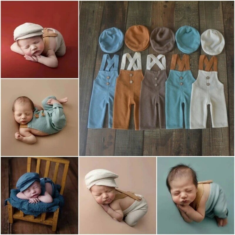 ملابس التصوير الفوتوغرافي للأطفال حديثي الولادة مع مجموعة قبعة زي التقاط الصور