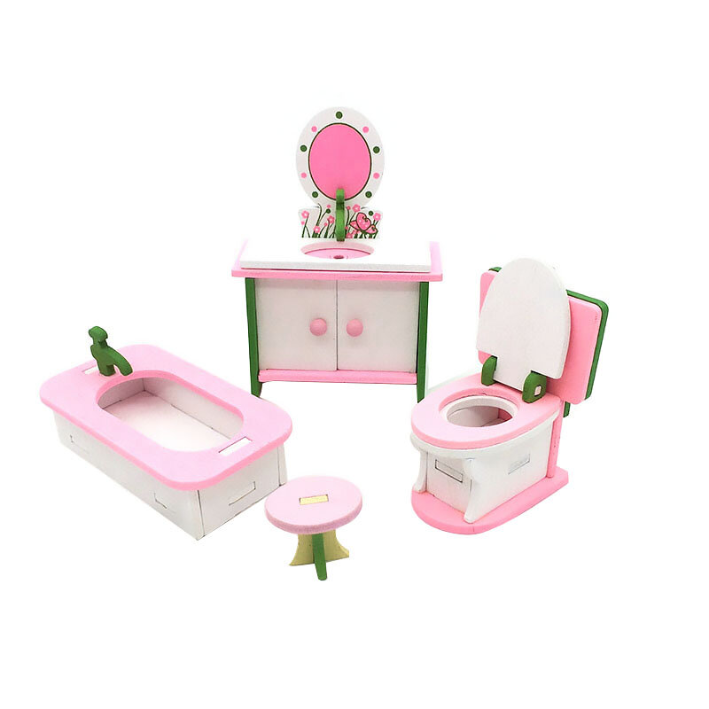 1:12 مصغرة دمية الإبداعية أثاث خشبي غرفة نوم الحمام مطعم للأطفال عمل الشكل دمية ديكورات منزلية دمية