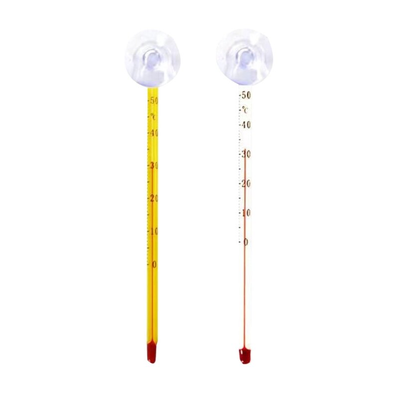 مقياس حرارة زجاجي لحوض السمك مع كوب شفط ، عرض مقياس حرارة السمك ، عصا ، 67JB