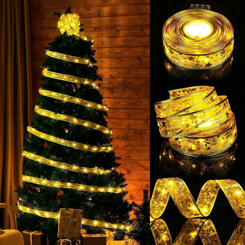 LED طبقة مزدوجة الشريط الخفيفة ، شجرة عيد الميلاد ، ضوء سلسلة الزخرفية ، الأسلاك النحاسية ، جو احتفالي
