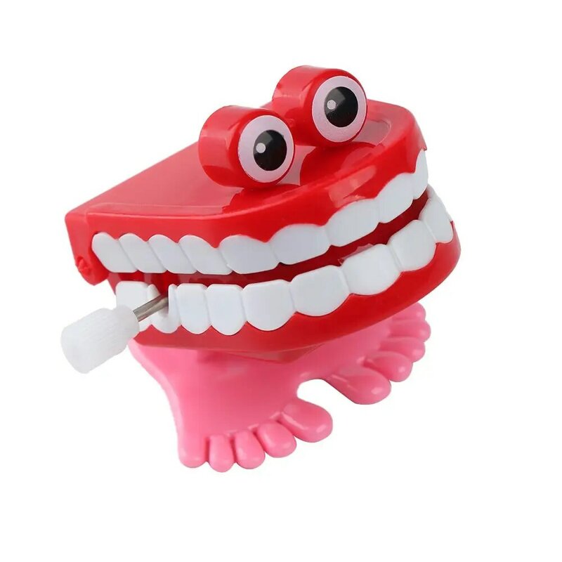 لعبة صغيرة من البلاستيك تعمل بالساعة للأطفال الصغار ، لعبة تصلح للساعة ، شكل أسنان للمشي ، طقم أسنان ثرثرة ، مضحك
