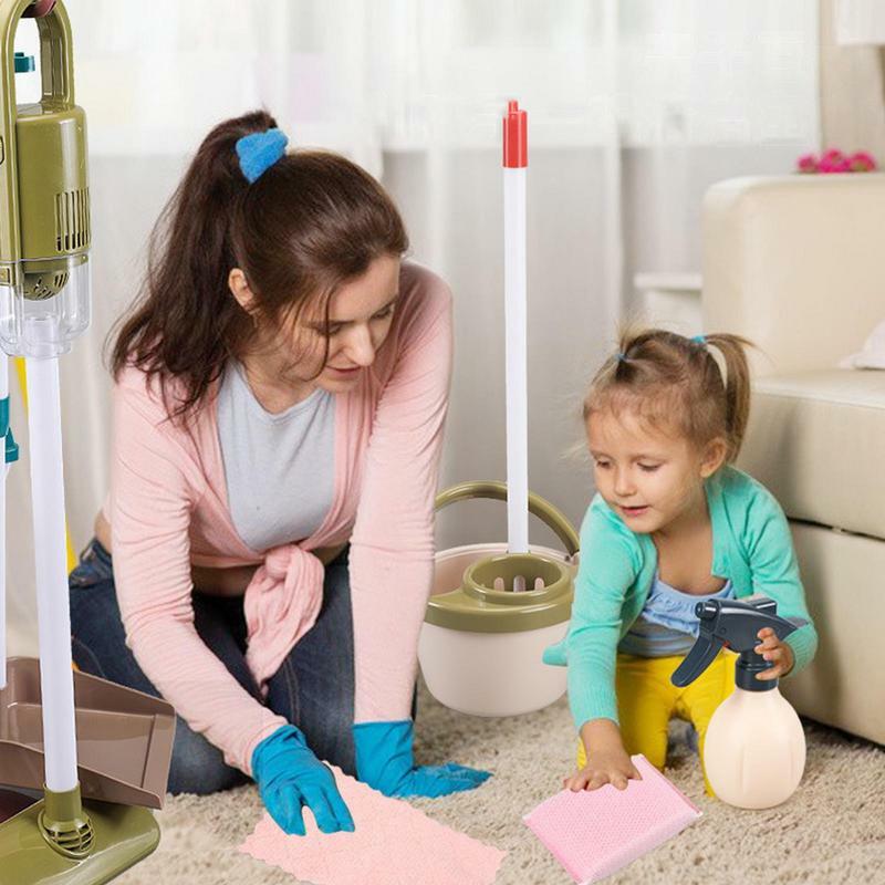 مجموعة تنظيف للأطفال حجم الطفل الصغير لوازم التدبير المنزلي تنظيف اللعب هدية للأطفال الصغار تشمل مكنسة ممسحة منفضة الغبار