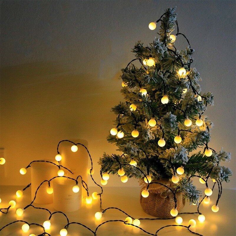 LED كرة مستديرة ضوء ملون ، فناء خارجي للطاقة الشمسية ، عيد الميلاد ضوء الزخرفية ، جو الكرة البيضاء الصغيرة ، ضوء سلسلة