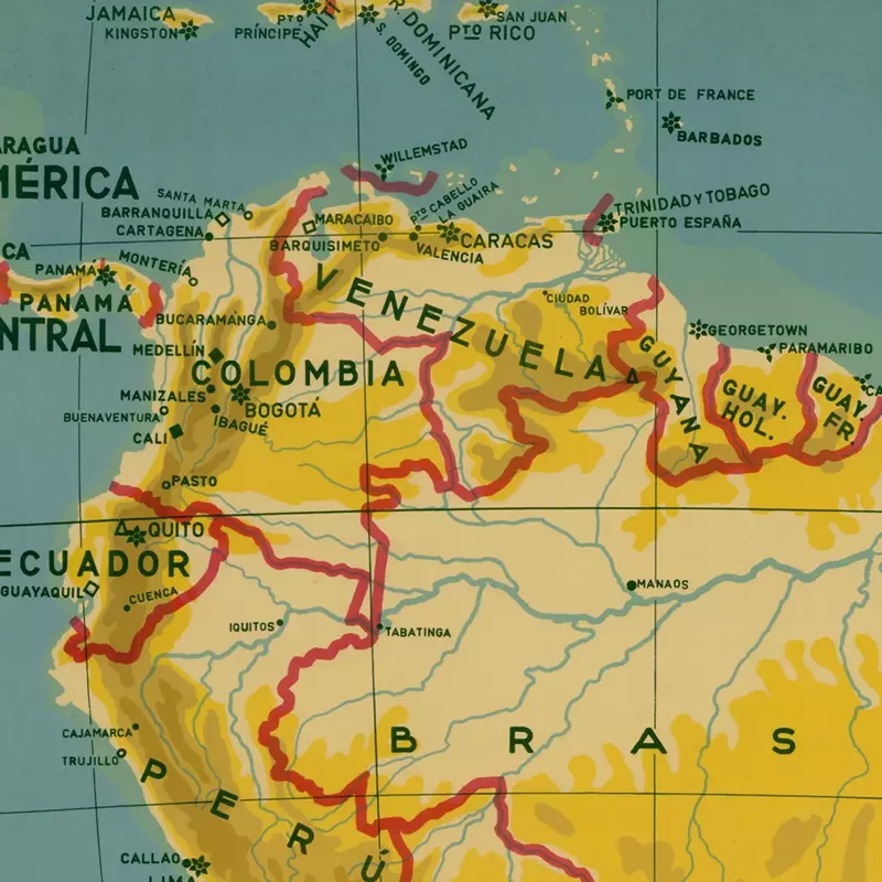 60*90 سنتيمتر Vintage خريطة أمريكا الجنوبية الجدار ملصق فني Prints غير المنسوجة قماش اللوحة ديكور المنزل اللوازم المدرسية