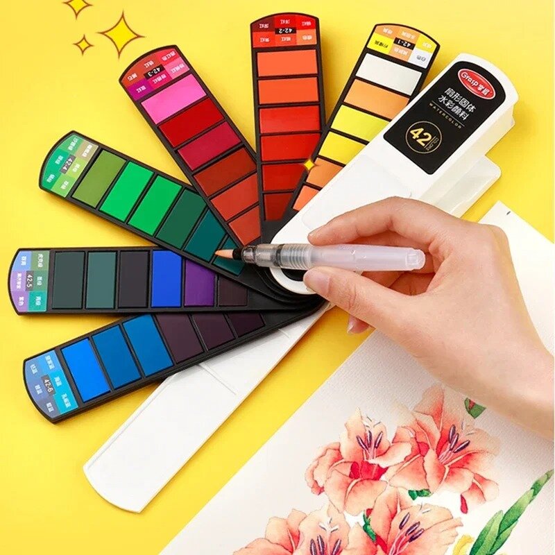 مجموعة طلاء بألوان مائية صلبة للمبتدئين ، صبغة مع قلم ، مستلزمات رسم فنية ، لوحة ، A18 ، 24 ، 36 ، 42 لونًا