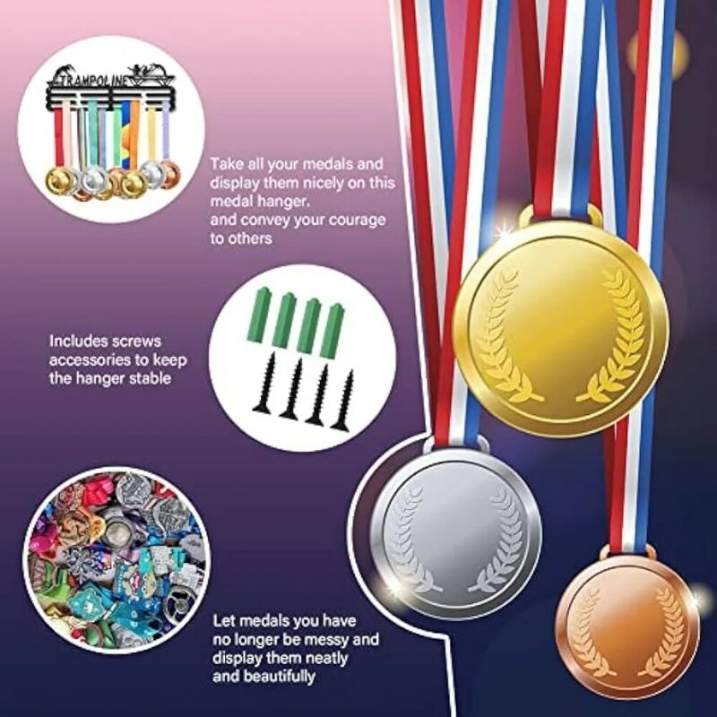 الترامبولين ميدالية شماعات العرض ، ميدالية السنانير ، جدار ميدالية حامل الرف ، جوائز الشريط ، أكثر من 60 حامل