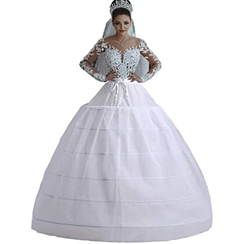 المرأة نصف زلات كرينولين ثوب نسائي 6 الأطواق 2 طبقات تول تنورة الكرة ثوب ثوب نسائي فستان الزفاف
