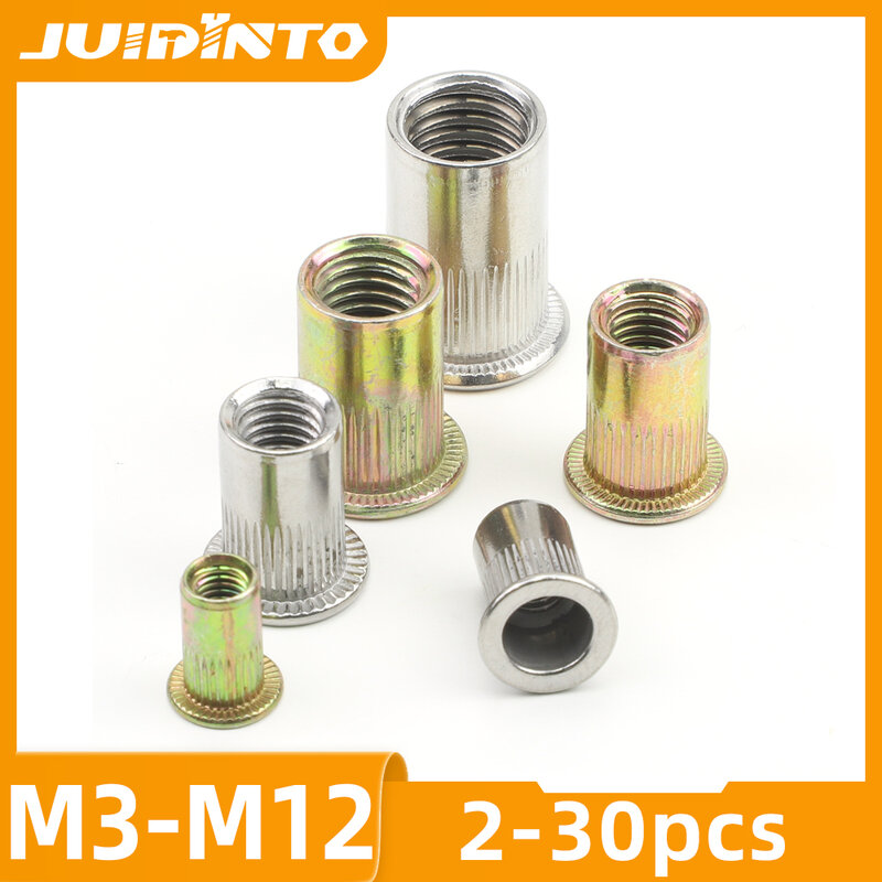JUIDINTO 2-30 قطعة برشامة صامولة عمياء الفولاذ المقاوم للصدأ ريفنوت M3 M4 M5 M6 M8 M10 M12 الزنك مطلي الخيوط إدراج لوحات العلب