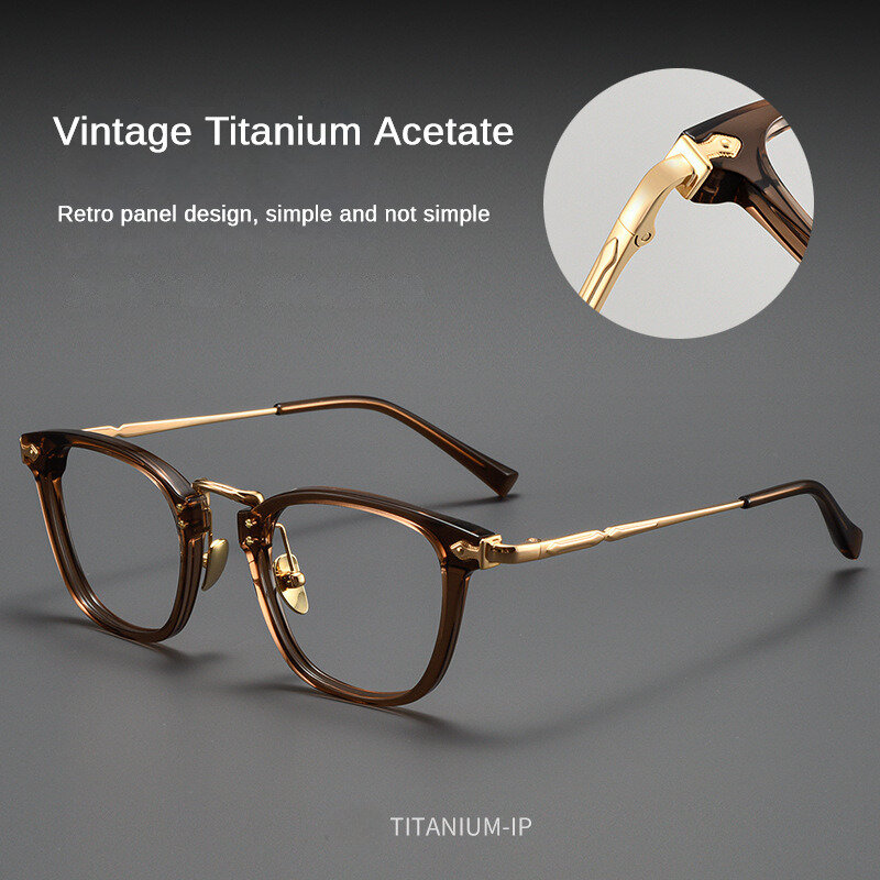 نظارات تيتانيوم نقية عتيقة للرجال والنساء ، إطار أسيتات عالي الجودة ، نظارات طبية لقصر النظر ، مشهد علامة تجارية فاخرة ، نظارات