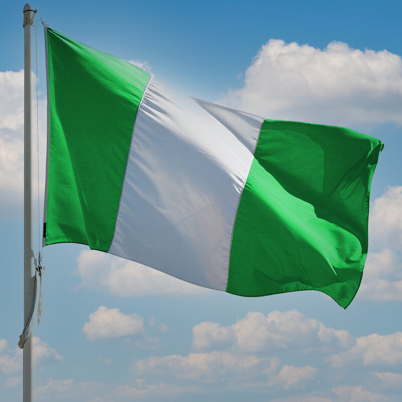 شحن مجاني كبير نيجيريا العلم الوطني 90x150 سنتيمتر البوليستر مزدوجة الجانب المطبوعة الأخضر الأبيض NG النيجيري راية للديكور