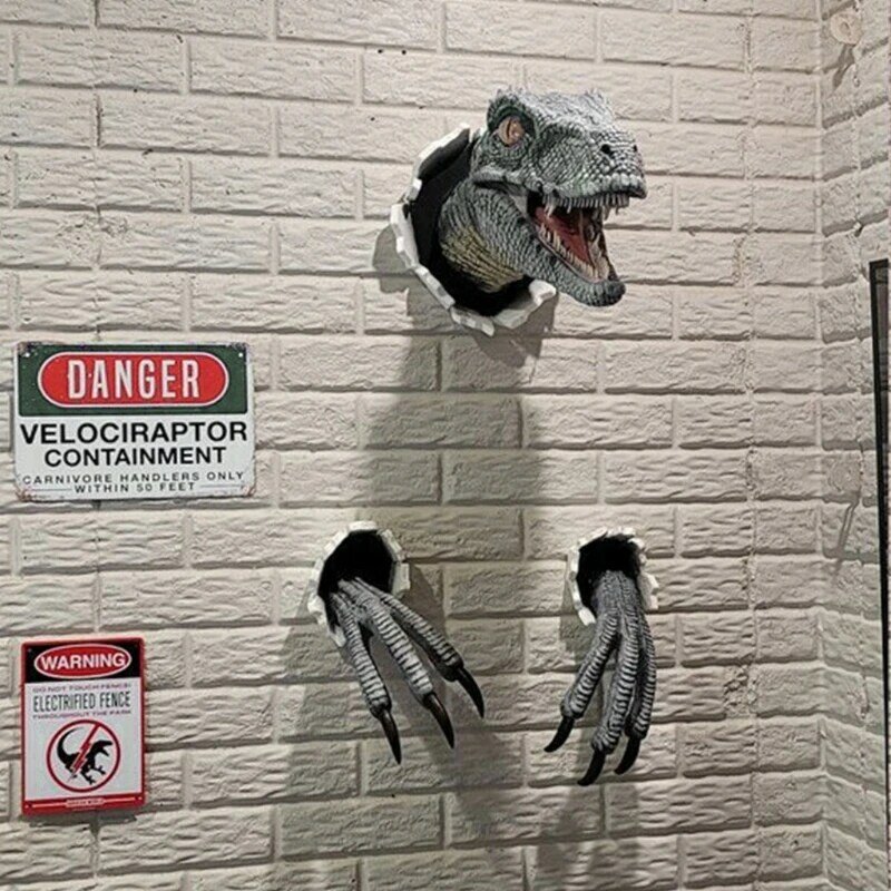 ثلاثية الأبعاد ديناصور الديكور Velociraptor مجموعة الراتنج جدار جو الدعائم الزخرفية