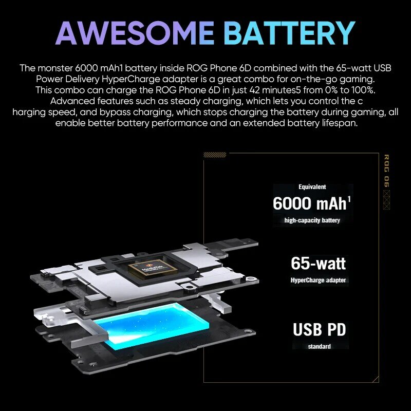 هاتف ASUS ROG 6 باتمان إصدار محدود هاتف ألعاب 5G MediaTek أبعاد 9000 + 165 هرتز شاشة AMOLED هاتف محمول