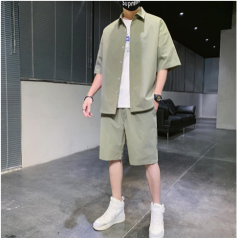 الرجال مجموعة عادية ، الصيف رقيقة الجليد الملابس الرياضية ، المألوف و العصرية النسخة الكورية من وسيم قصيرة الأكمام السراويل H0006