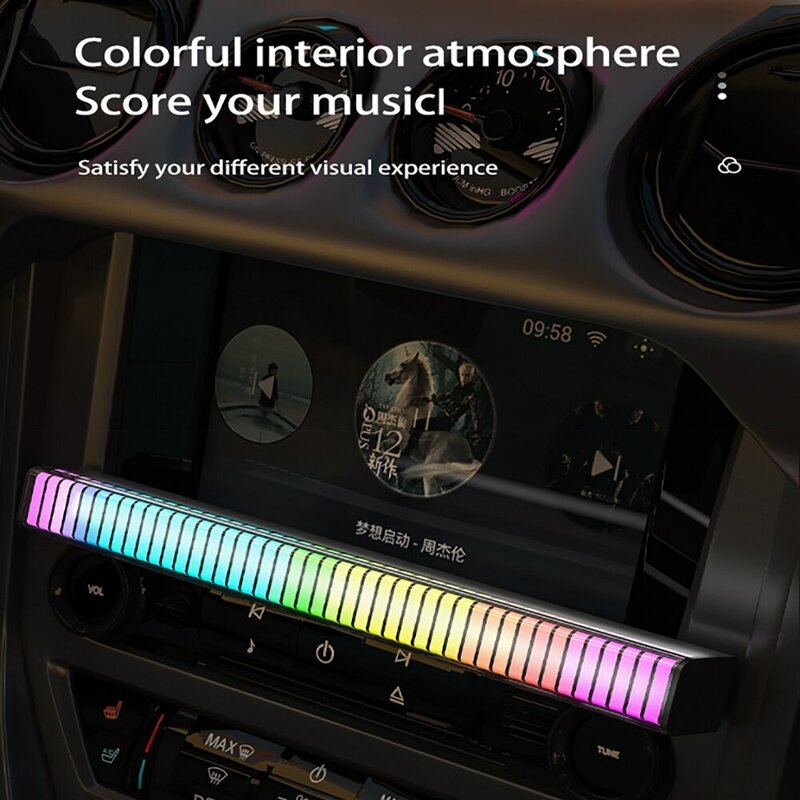 أضواء RGB الذكية LED 3D مصباح محيطي مزدوج الوجهين التحكم في الصوت تطبيق أضواء إيقاع الموسيقى للسيارة ألعاب ديكور