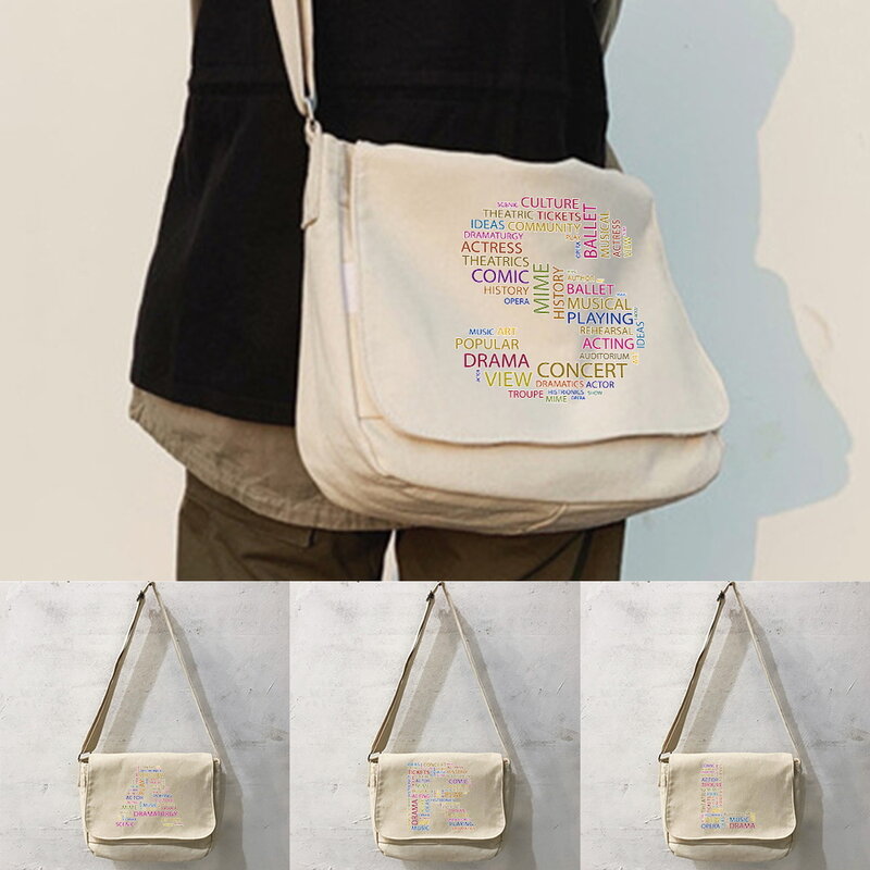 ميسنج حقيبة يابانية بسيطة متعددة الوظائف حقيبة ساعي بريد للرجال والنساء متعددة الاستخدامات ستايل محمول كتف واحد نمط النص حقائب