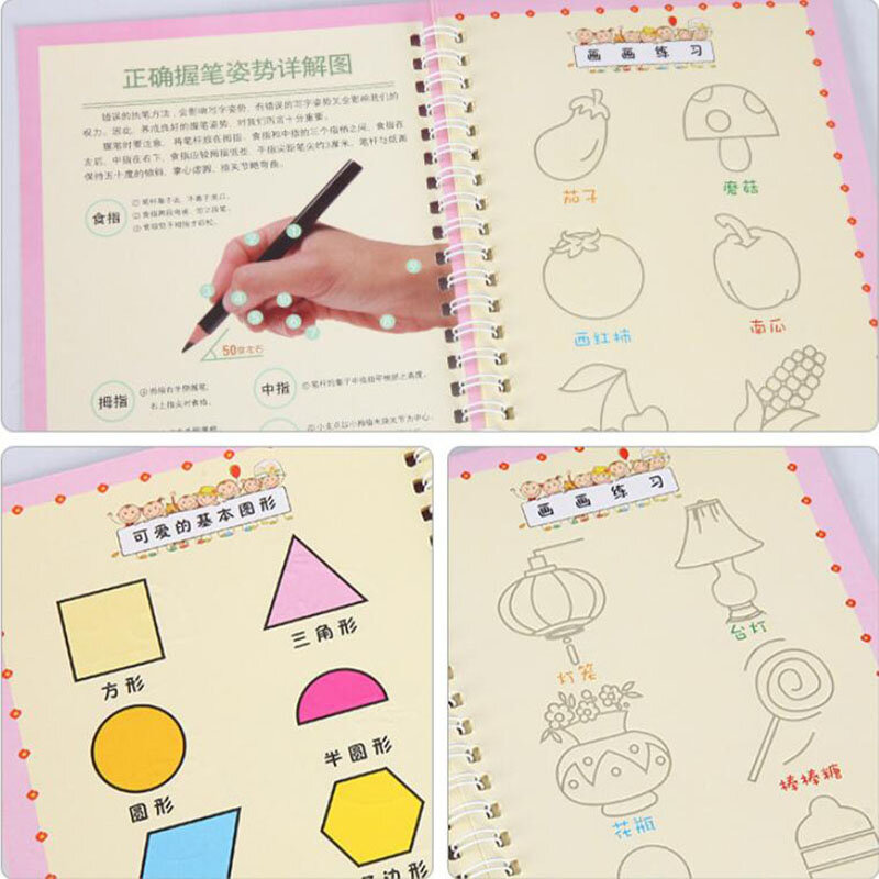 كتاب الكتابة للأطفال قابلة لإعادة الاستخدام معجون الكتابة خط اليد كتاب الكتابة الإنجليزية الخط الأبجدية ممارسة لعبة