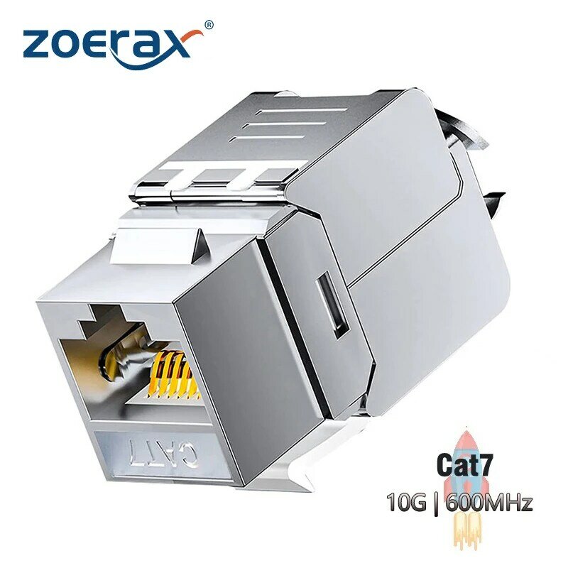 ZoeRax محمية CAT8 Cat7 Cat6a كيستون جاك RJ45 أداة أقل نوع سبائك الزنك وحدة محول مقرنة