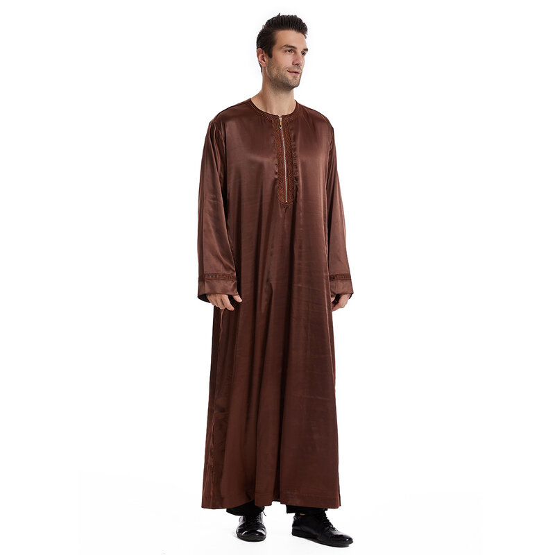 قميص جوبا ثوب رجالي طويل ، لون أبيض ، رقبة مستديرة ، إسلامي ، قفطان عربي ، عباية ، ملابس عصرية إسلامية