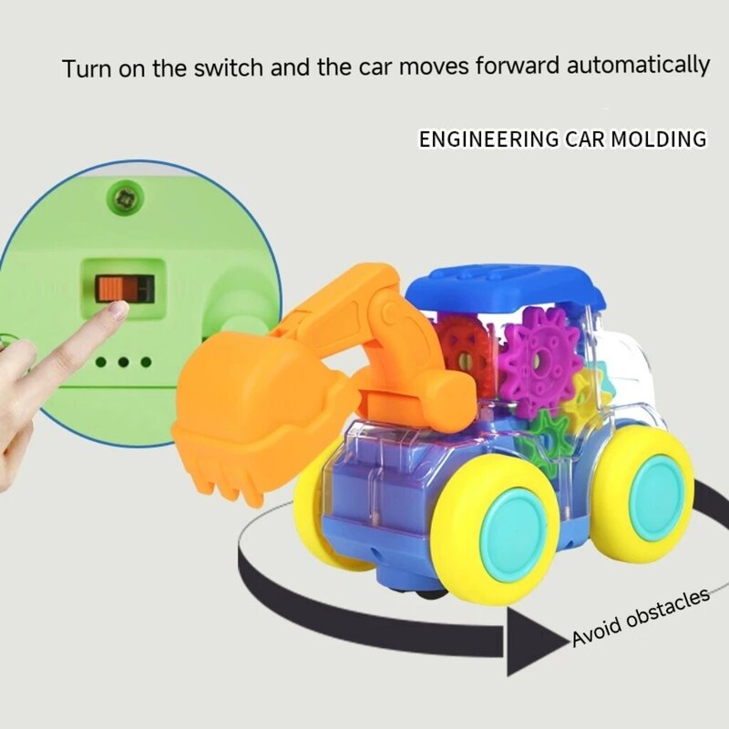 Electric Train Universal Model Transparent Sound Educational Bulldozer Gear Music Lighting Car Gift For Children Toys