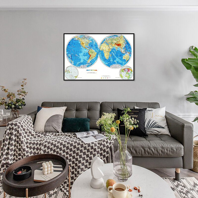 59x42 سنتيمتر قماش الروسية خريطة العالم خريطة الجغرافية صغيرة الحجم شخصية أطلس المشارك الديكور للمدرسة مكتب المنزل لوازم
