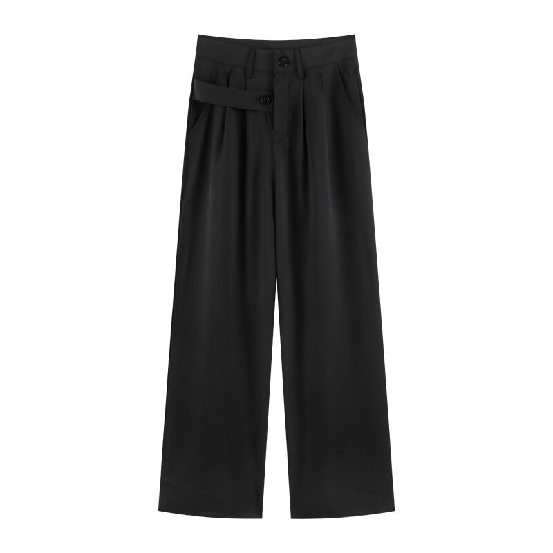 Casual Straight Pants Women's Autumn And Winter High Waist Floor Pants Loose Black Versatile Straight Wide Leg Suit Pants