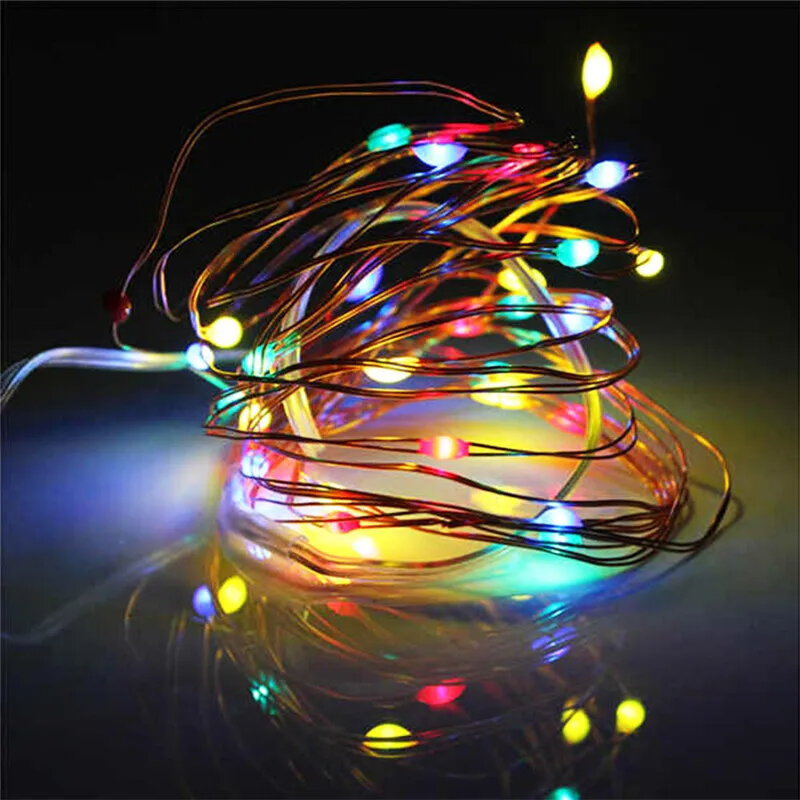 سلسلة أضواء خرافية من الأسلاك النحاسية LED ، إكليل عيد الميلاد المقاوم للماء ، زخرفة العام الجديد ، 2 متر ، 5 متر