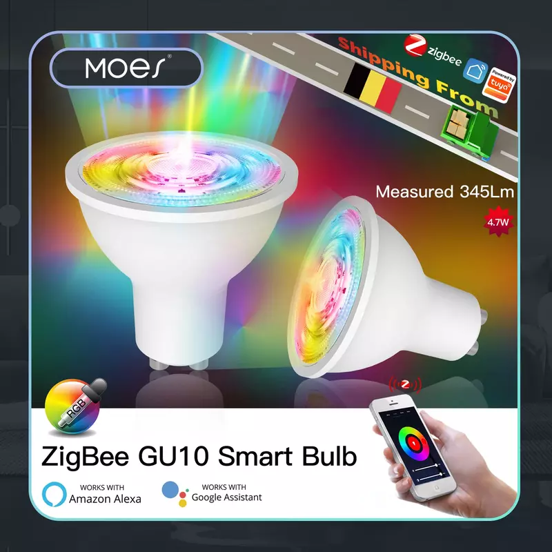 تويا زيجبي GU10 الذكية LED لمبات RGB C + واط الأبيض 4.7 واط عكس الضوء مصابيح الحياة الذكية APP التحكم ضوء لمبات العمل مع اليكسا/جوجل